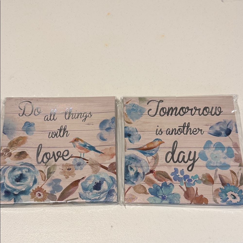 Inspirational Floral Bird Mini Canvas Wall Art Set